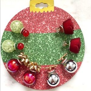 4 pairs earrings Christmas ornament double sided